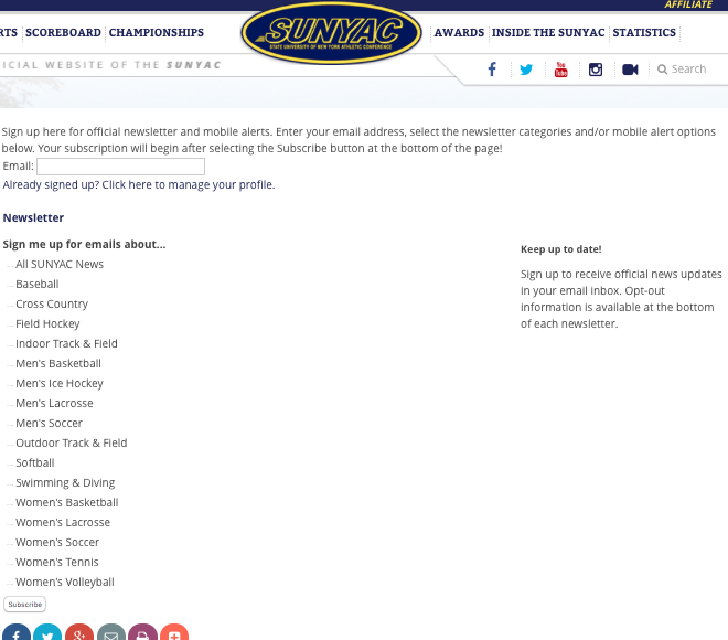 Sign up for SUNYAC newsletters