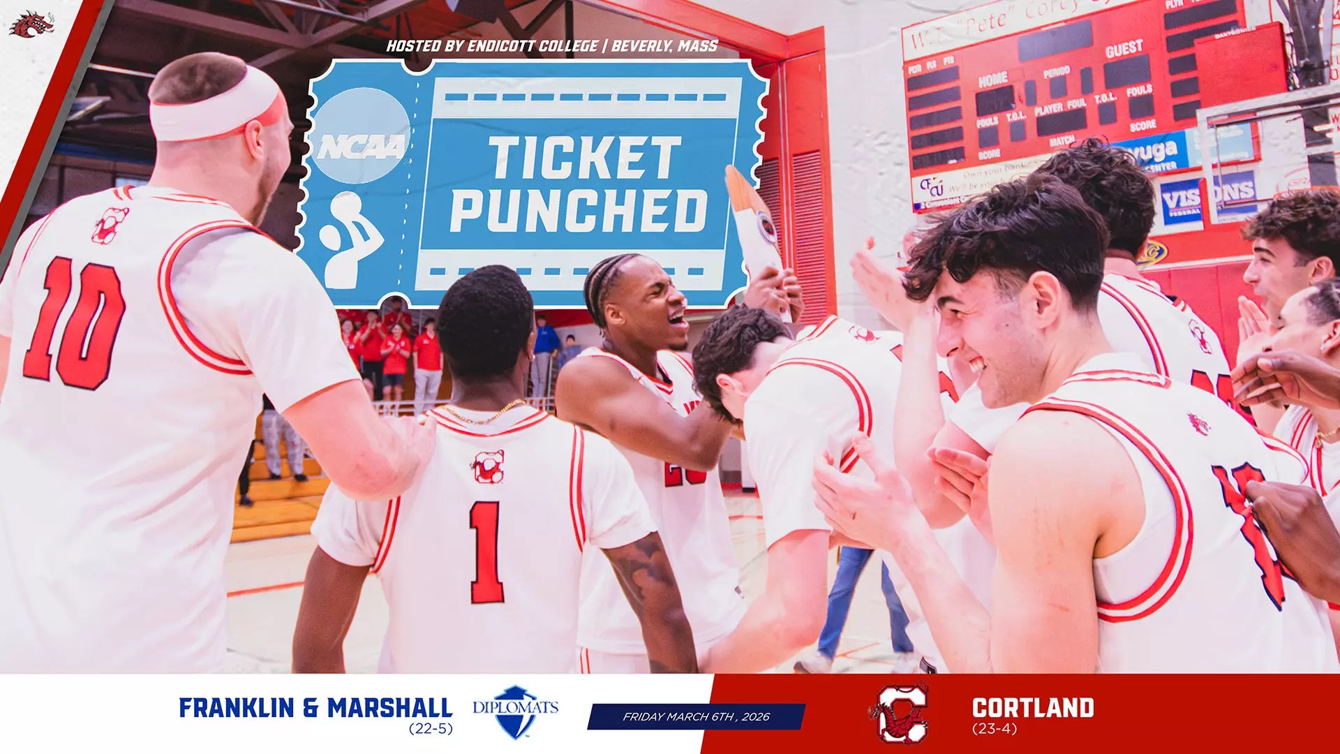 Cortland Men's Basketball to Face F&M in NCAA First Round Friday at Endicott