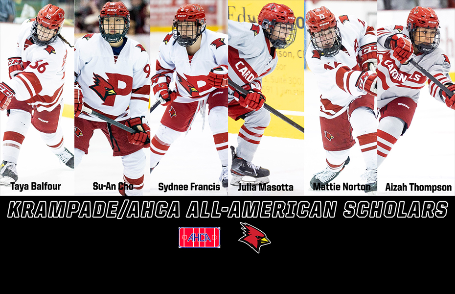 Plattsburgh Women's Ice Hockey's Balfour, Cho, Francis, Masotta, Norton, and Thompson Named AHCA All-American Scholars