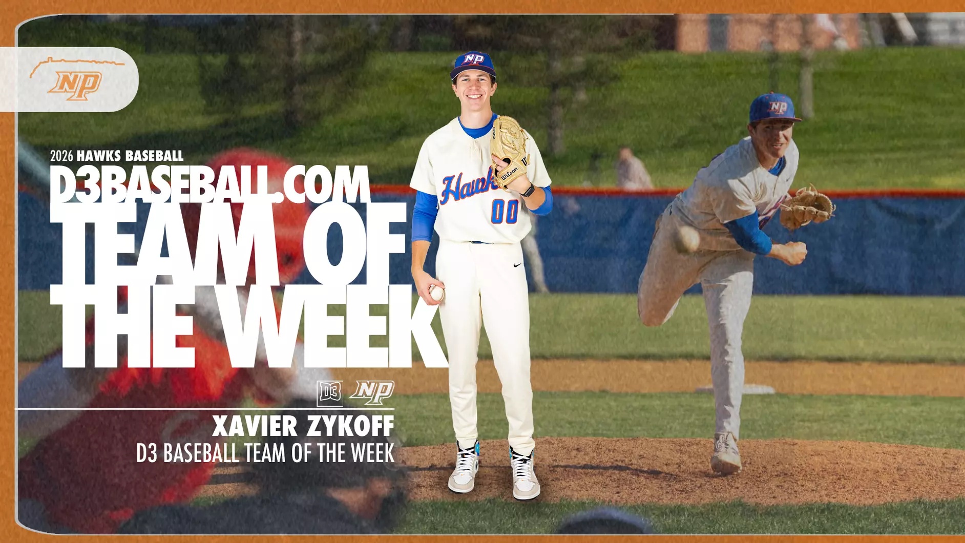 New Paltz Baseball Pitcher Xavier Zykoff Named to D3Baseball Team of the Week
