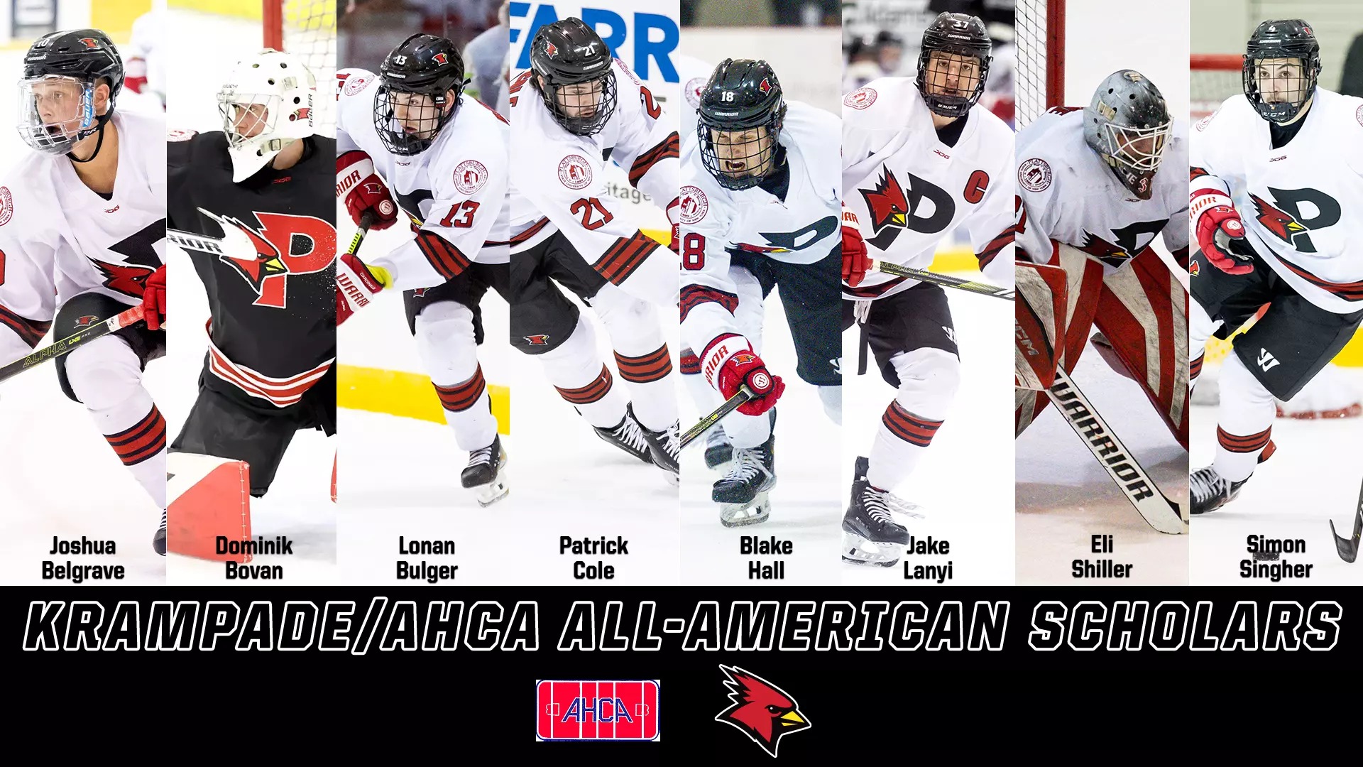 Men's Ice Hockey's Belgrave, Bovan, Bulger, Cole, Hall, Lanyi, Shiller, and Singher Each Named AHCA All-America Scholars