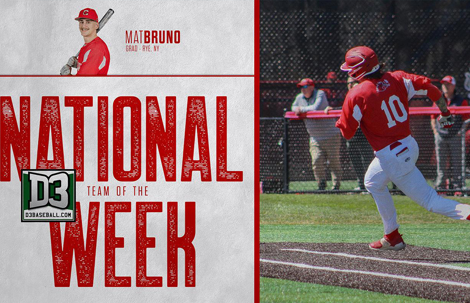 Cortland&rsquo;s Mat Bruno Named to D3baseball.com National Team of the Week